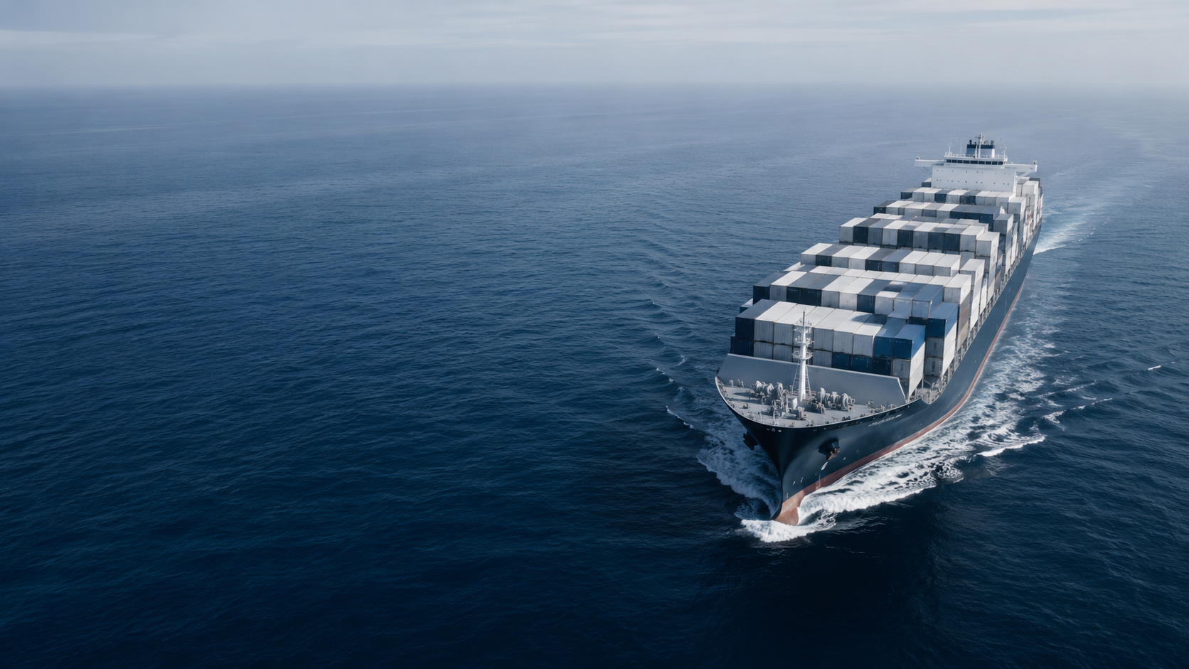Container ship crossing the Pacific